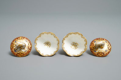 A pair of Meissen porcelain 'Kauffahrtei' spice bowls and covers, Germany, 18th C.