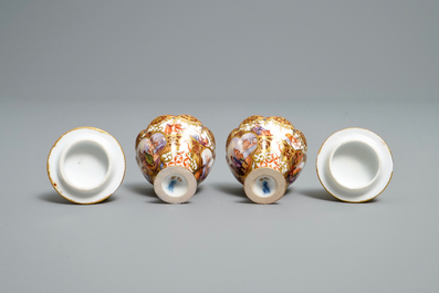 A pair of Meissen porcelain 'Kauffahrtei' spice bowls and covers, Germany, 18th C.