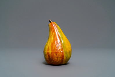 A polychrome Dutch Delft model of a pear, 18th C.