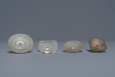 Quatre tabati&egrave;res en quartz fum&eacute; et cristal de roche, Chine, 18/19&egrave;me