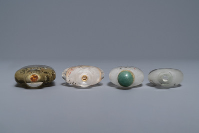 Four Chinese reverse-painted glass snuff bottles, 19/20th C.