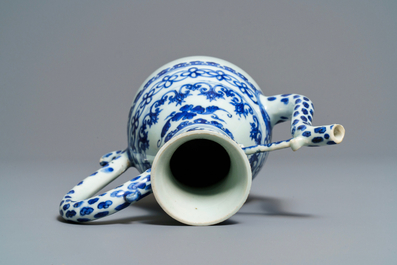 A Chinese blue and white ewer, Transitional period