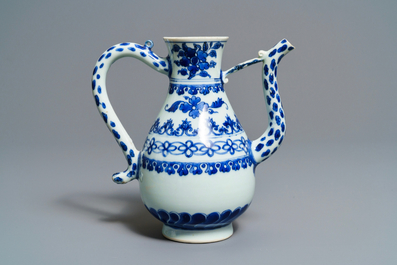 A Chinese blue and white ewer, Transitional period