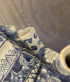 A pair of blue and white Delft-style tulip vases, Samson, France, 19th C.