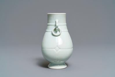 A fine Chinese translucent semi-eggshell white-glazed 'hu' vase, Yongzheng mark and of the period