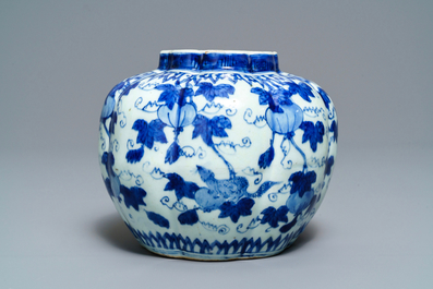 A Chinese blue and white 'squirrel and grapevine' vase, Wanli/Jiajing