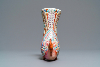 A Chinese famille rose 'phoenix' wall pocket vase, Qianlong/Jiaqing