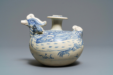 An Annamese blue and white 'two ducks' kendi, Vietnam, 14/15th C.
