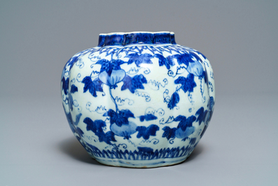 A Chinese blue and white 'squirrel and grapevine' vase, Wanli/Jiajing