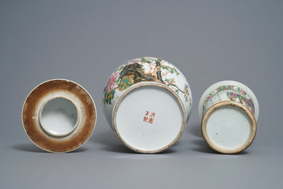 Vier Chinese famille rose vazen, 19e eeuw