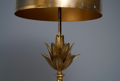 Een paar grote lampen met lotusbloemen, gemerkt Maison Charles, ca. 1960