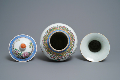 Four Chinese famille rose vases, 19th C.