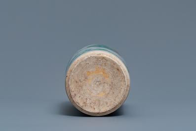A Chinese wucai rouleau vase, Transitional period