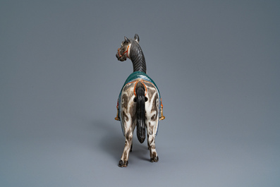 A large Chinese famille rose model of a horse, 19th C.
