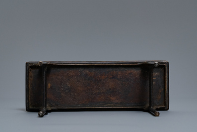 A Chinese bronze miniature model of a scholar's table, 19th C.