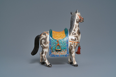 A large Chinese famille rose model of a horse, 19th C.