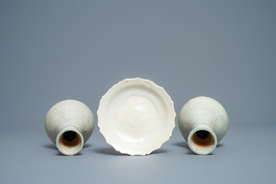 A varied collection of Chinese qingbai- and cream-glazed pottery, Song and later