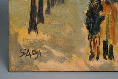 Sadji (Sha Qi, Sha Yinnian) (1914-2005): Vue sur 'Avenue de la Toison d'or' &agrave; Bruxelles, huile sur toile