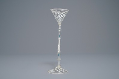 A fa&ccedil;on de Venise winged wine glass, Italy or Holland, 18/19th C.