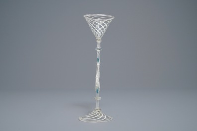 A fa&ccedil;on de Venise winged wine glass, Italy or Holland, 18/19th C.