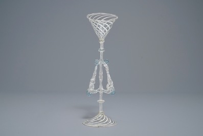 A fa&ccedil;on de Venise winged wine glass, Italy or Holland, 18/19th C.