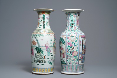 Twee Chinese famille rose vazen met hofsc&egrave;nes, 19e eeuw