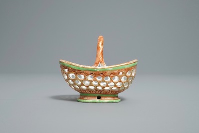 A Chinese iron red and green reticulated basket, Yongzheng