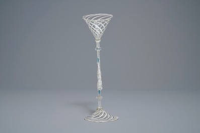 A fa&ccedil;on de Venise winged wine glass, Italy or Holland, 18/19th C.