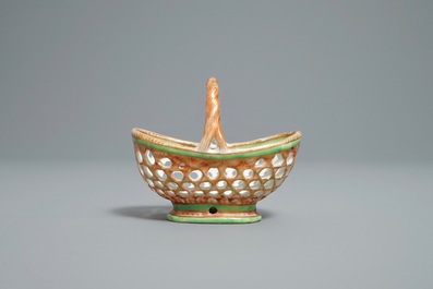 A Chinese iron red and green reticulated basket, Yongzheng