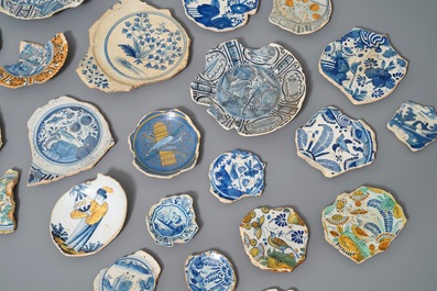 A collection of Dutch maiolica shards, 16th C. and later