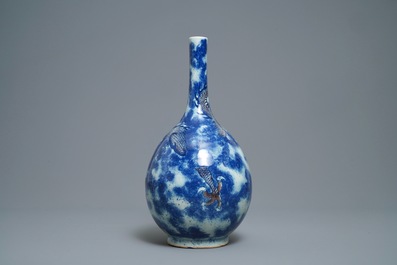 A Chinese blue, white and copper red 'dragon' vase, Qianlong/Jiaqing