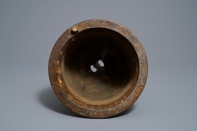 A large inscribed bronze temple bell, Burma, 19th C.