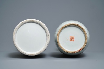 Deux vases en porcelaine de Chine qianjiang cai, 19/20&egrave;me