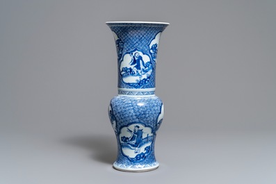 A Chinese blue and white yenyen 'immortals' vase, Kangxi