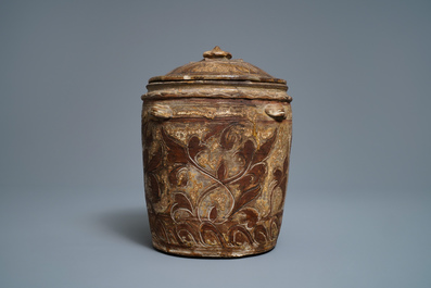 An Annamese polychrome jar and cover with incised design, Vietnam, 15/16th C.