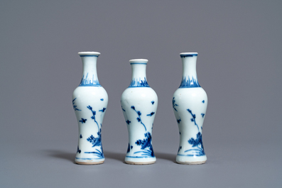 Trois vases et trois bo&icirc;tes couvertes en porcelaine de Chine en bleu et blanc, &eacute;pave du Hatcher cargo, &eacute;poque Transition