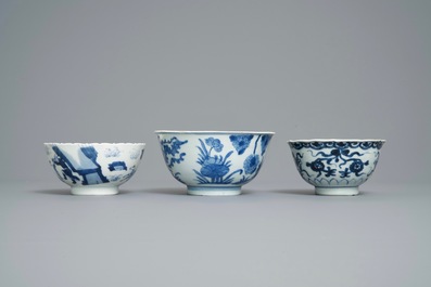 Six Chinese blue and white bowls, Kangxi
