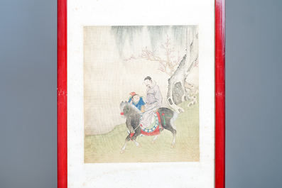 Ecole chinoise, sign&eacute; Yu Zhiding (1647-c.1709), encre et couleurs sur soie, dat&eacute; 1711: huit pages d'un album