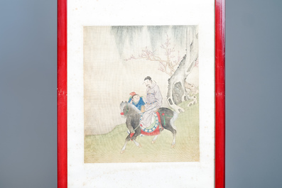 Chinese school, signed Yu Zhiding (1647-c.1709), ink and colour on silk, dated 1711: eight album pages