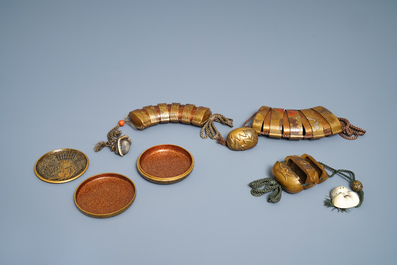 Trois inros avec netsuke et une bo&icirc;te couvert en laque, Japon, Meiji, 19&egrave;me