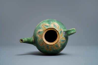 A Chinese sancai-glazed ewer with incised design, Liao (916-1125)