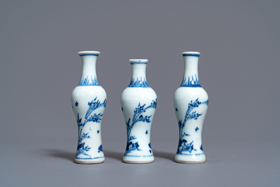 Three Chinese blue and white vases and three covered boxes, Hatcher cargo shipwreck, Transitional period
