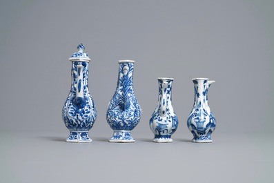 Four Chinese blue and white ewers, Kangxi