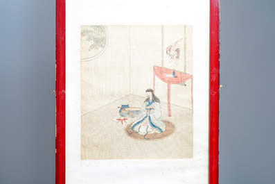 Chinese school, gesign. Yu Zhiding (1647-c.1709), inkt en kleur op zijde, gedat. 1711: acht pagina's uit een album