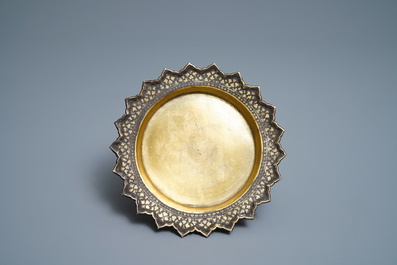 A Thai gilt and niello silver stem bowl, 19th C.