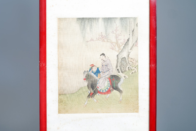 Chinese school, signed Yu Zhiding (1647-c.1709), ink and colour on silk, dated 1711: eight album pages