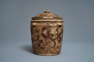 An Annamese polychrome jar and cover with incised design, Vietnam, 15/16th C.