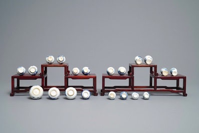 Twenty Chinese blue and white miniature vases, Kangxi