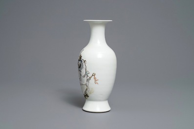 A Chinese qianjiang cai vase, signed Wang Qi, 19/20th C.