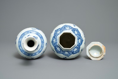 Two Chinese blue and white vases with floral design, Transitional period